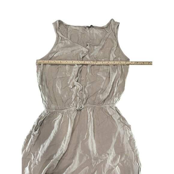 Ci Sono Womens Khaki Button-Front Sleeveless Romper W Pockets Elastic Waist Sz M - Picture 4 of 9